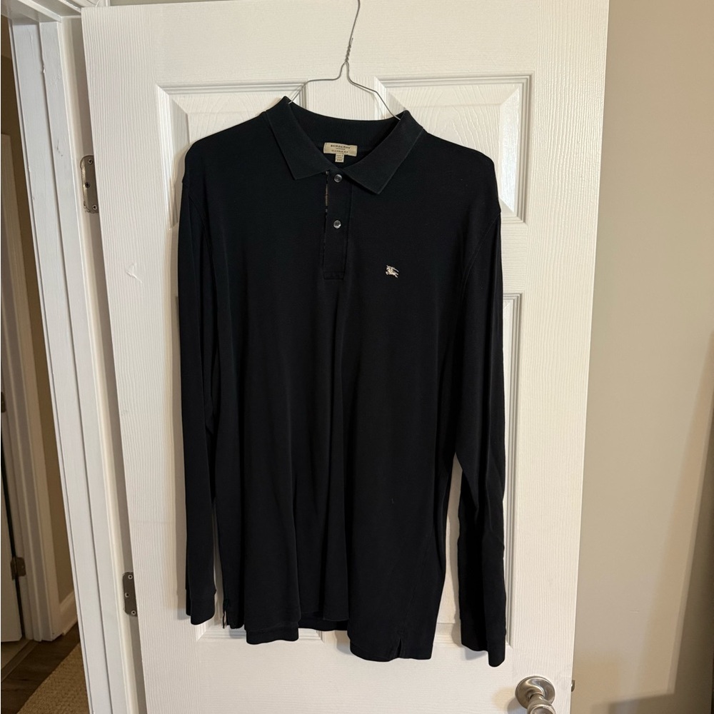 Burberry Black Long Sleeve Polo Shirt